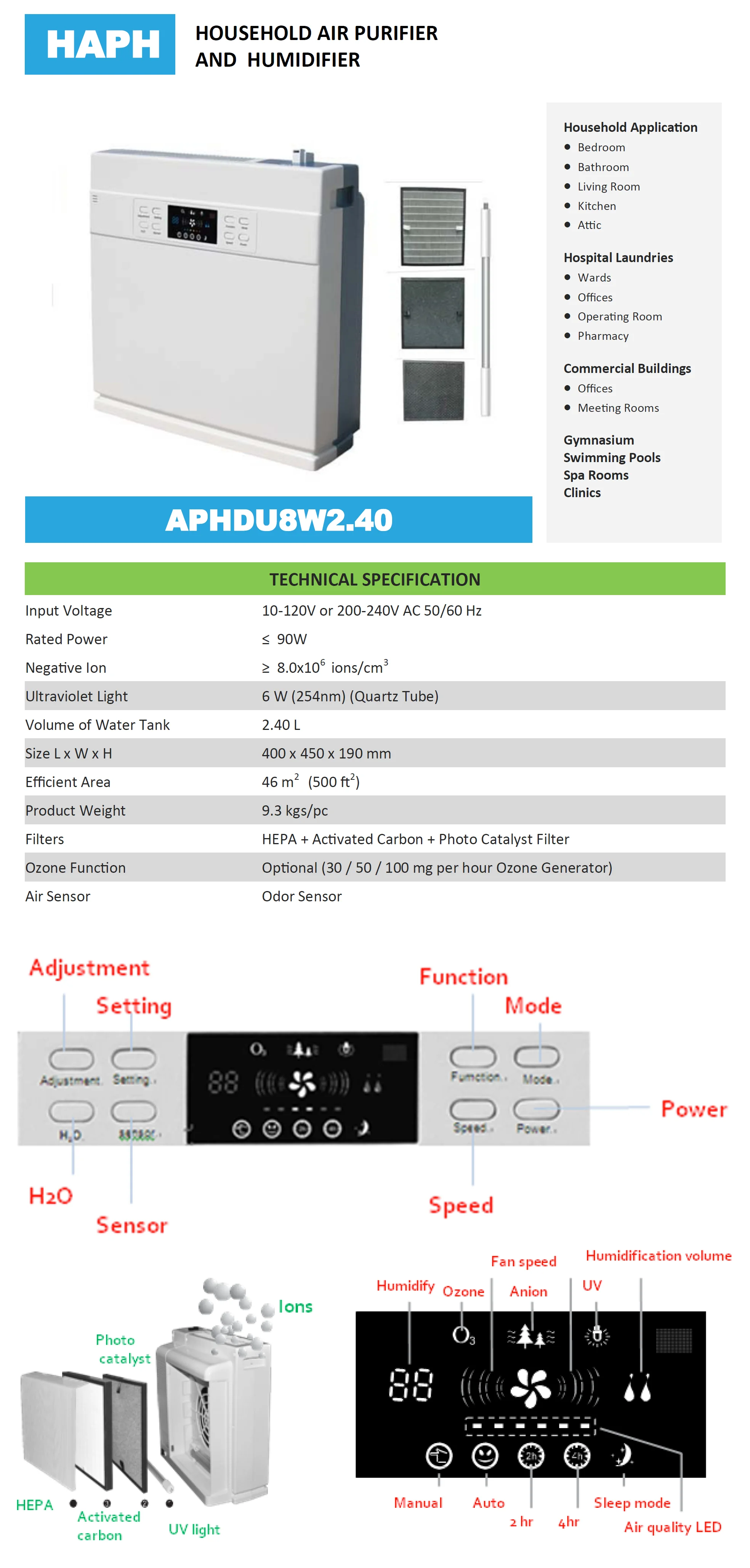 Household Air Purifier & Humidifier — APHDU8W2.40