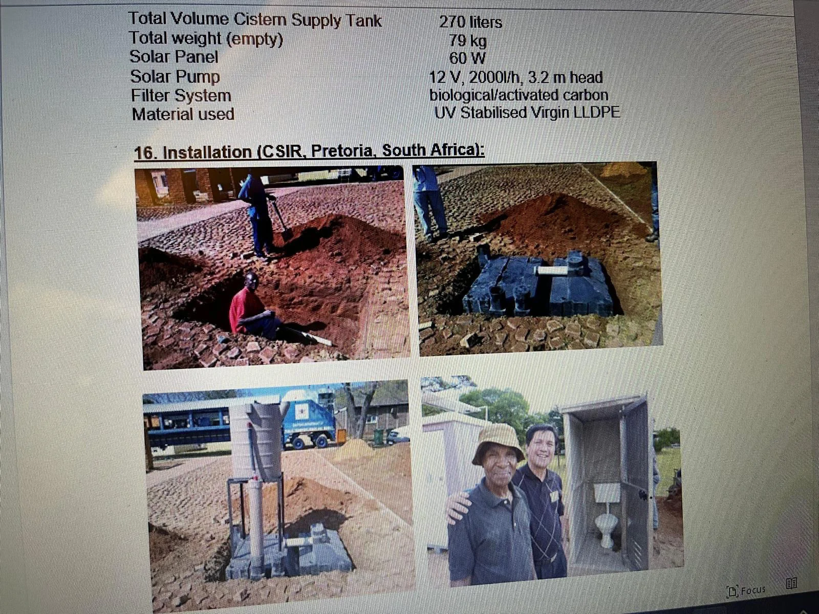 CSIR Water & Sanitation Installation